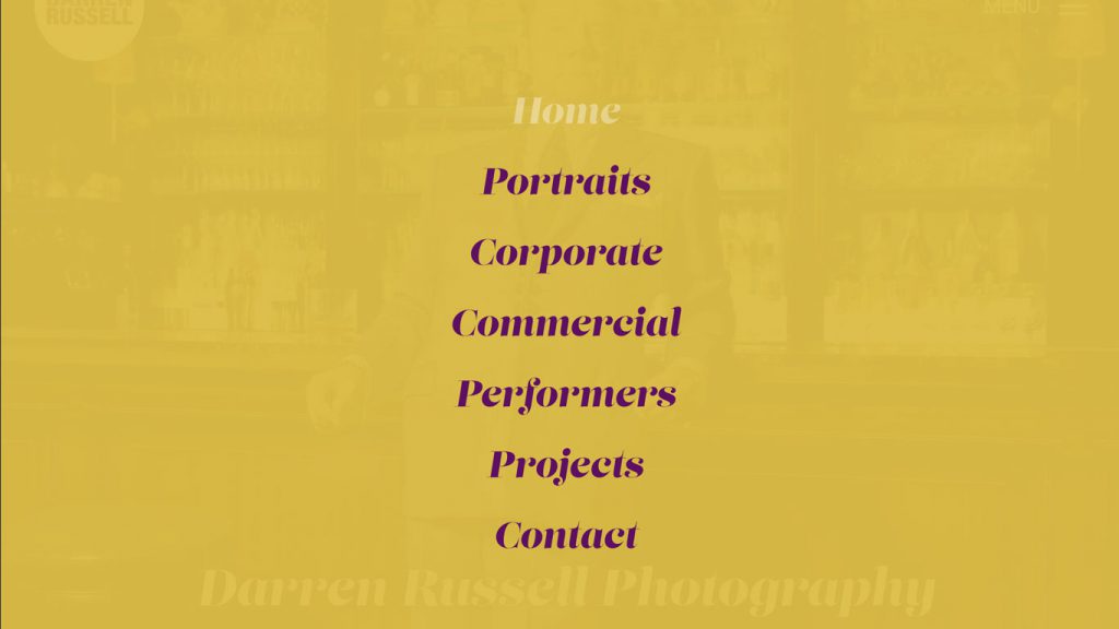 Darren Russell website navigation