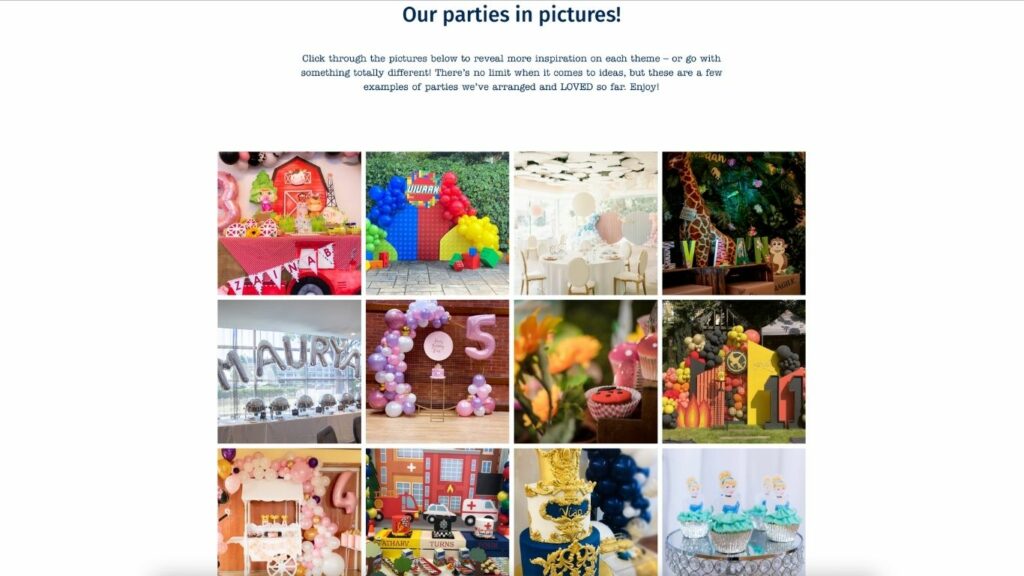 Party Genie Website - Gallery